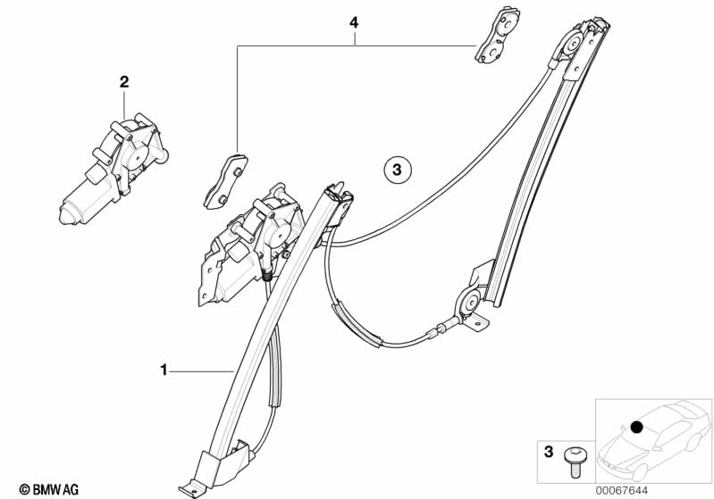 Механизм перемещения стекла двери Пд