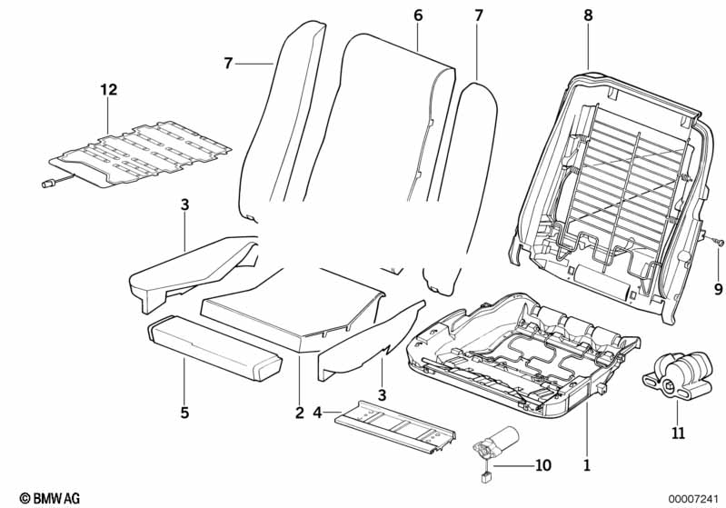 Каркас спинки спорт.сид.BMW c э/регул.