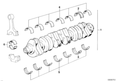 Коленчатый вал с вкладышами подшипников
