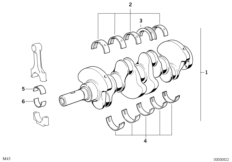 Коленчатый вал с вкладышами подшипников