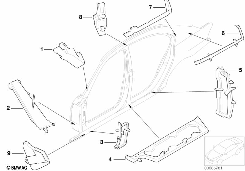Детали из шумопогл.матер.в полост.боков.