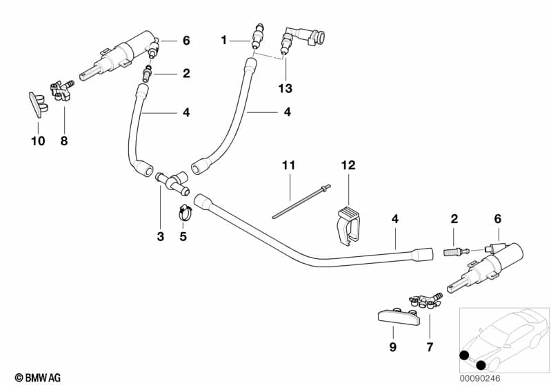 Детали системы омывателей фар