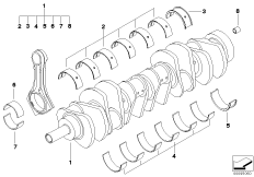 Коленчатый вал с вкладышами подшипников